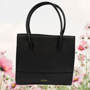 Trina Turk Vegan Leather Black Shoulder/Handbag Gold Tone Accent & Zipper NWT